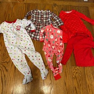 Bundle Girl’s Pajamas and Tops- Red, White, Pink and Tops . Size 2T